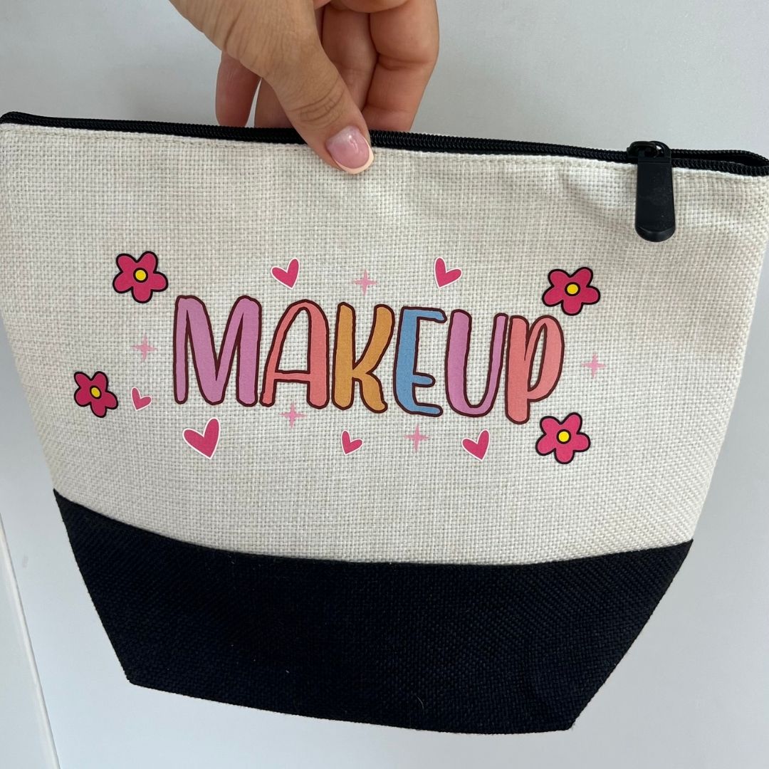 Neceser de Lino Beige con Base Negra